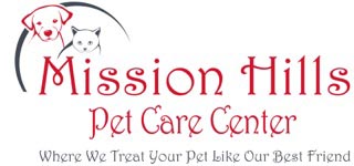 Mission Hills Pet Care Center logo: Where we treat your pet like our best friend