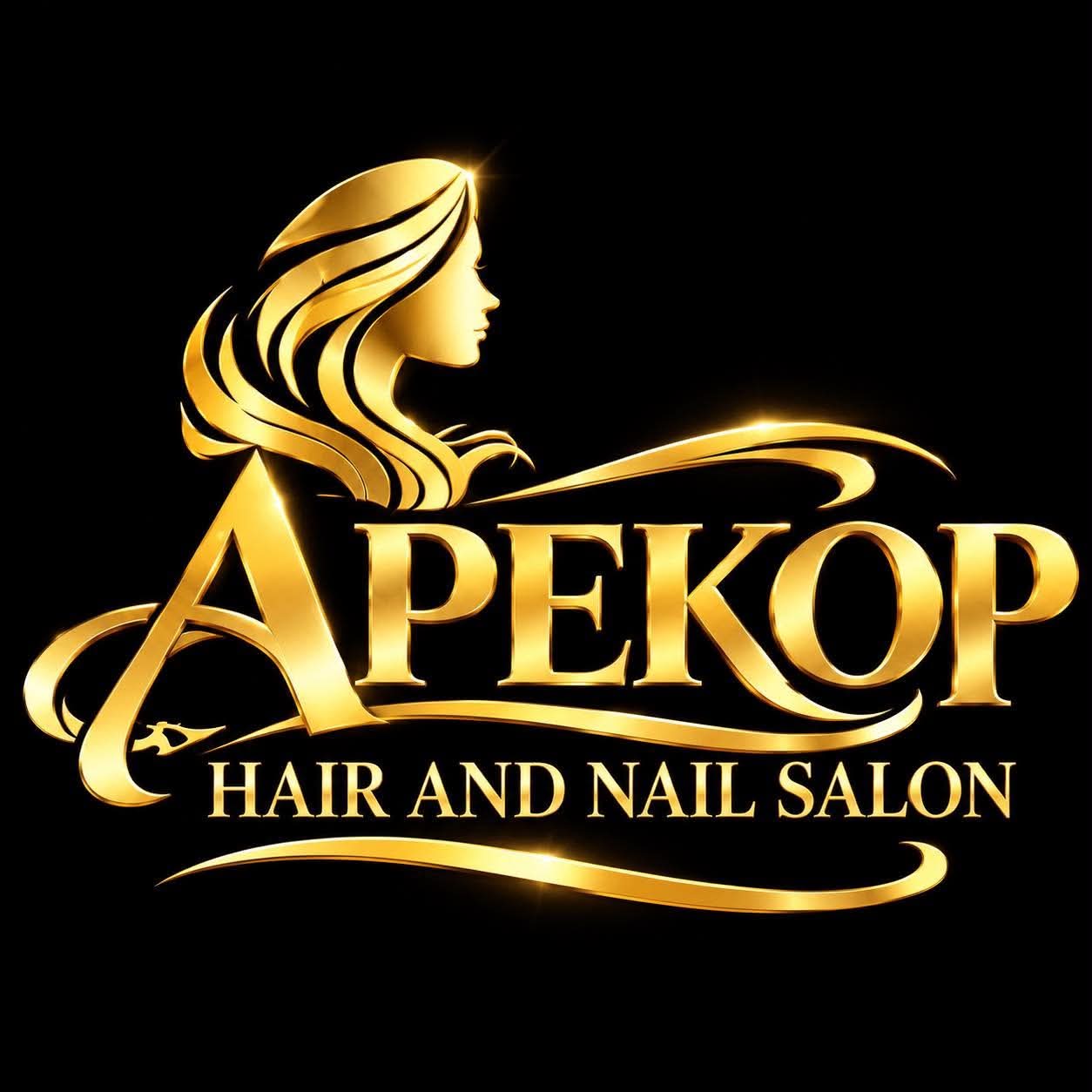 Apekop Hair and Nail Salon logo in gold
